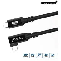 Kabel MicroConnect Premium USB-C USB3.2CC025-A - kątowy USB-C 3.2 Gen 2x2, PD 100W, 20Gbps, 4K 60Hz, 25 cm, Czarny