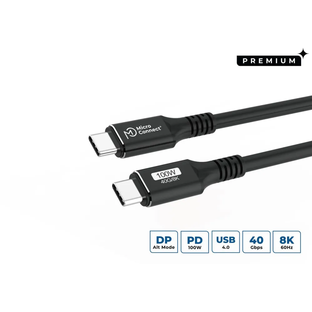 Kabel MicroConnect Premium USB4 USB-C USB4CC1, Thunderbolt 4, 1,2m, 40Gbps, 5K 60Hz, 100W, Czarny | Sklep ITnes.pl, IT for BUSIN