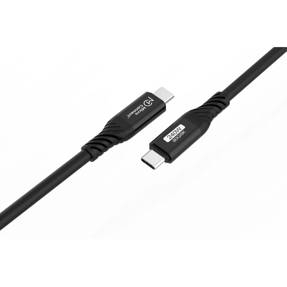 Kabel MicroConnect USB4 USB-C USB4CC05-240W-80GBPS - USB4, 50 cm, 80Gbps, 8K 60Hz, 240W, Czarny