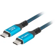 Kabel Lanberg USB4 USB-C CA-CMCM-45CU-0010-BK - Thunderbolt 4, 1 m, 40Gbps, 8K 60Hz, 240W, Czarny, Niebieski