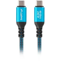 Kabel Lanberg USB4 USB-C CA-CMCM-45CU-0010-BK - Thunderbolt 4, 1 m, 40Gbps, 8K 60Hz, 240W, Czarny, Niebieski
