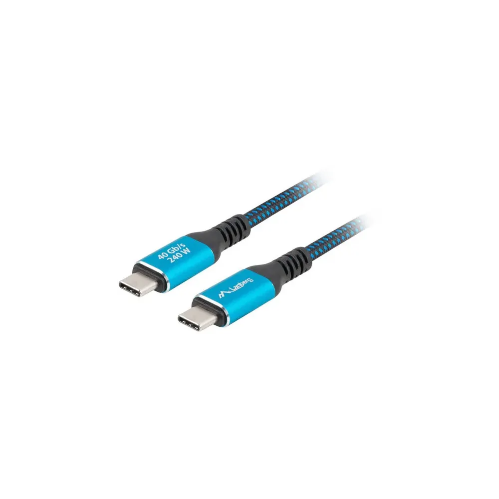 Kabel Lanberg USB4 USB-C CA-CMCM-45CU-0020-BK - Thunderbolt 4, 2 m, 40Gbps, 8K 60Hz, 240W, Czarny, Niebieski