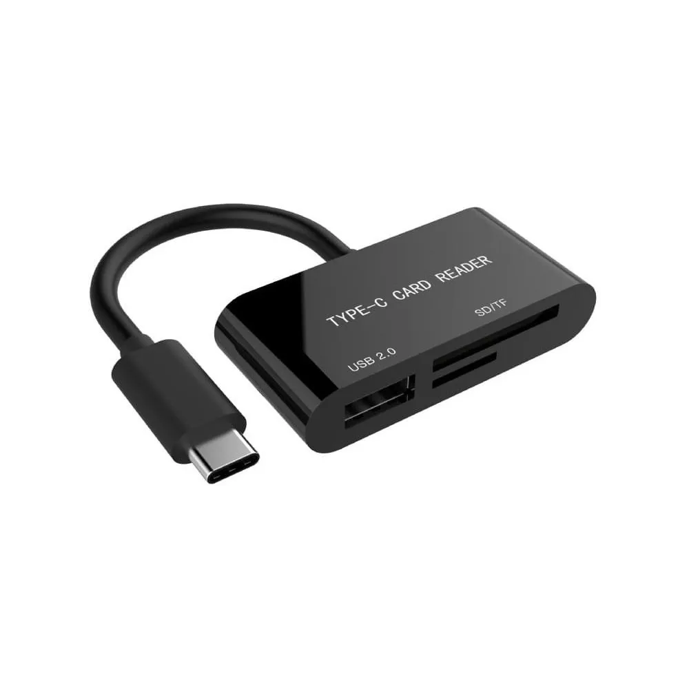 Czytnik kart pamięci Gembird USB-C UHB-CR3-02 - USB-C, SD, MicroSD, TF flash, 1x USB-A