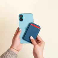 Portfel i podstawka Satechi Vegan-Leather Wallet Stand do iPhone z MagSafe ST-VLWB - Wegańska skóra, Niebieski