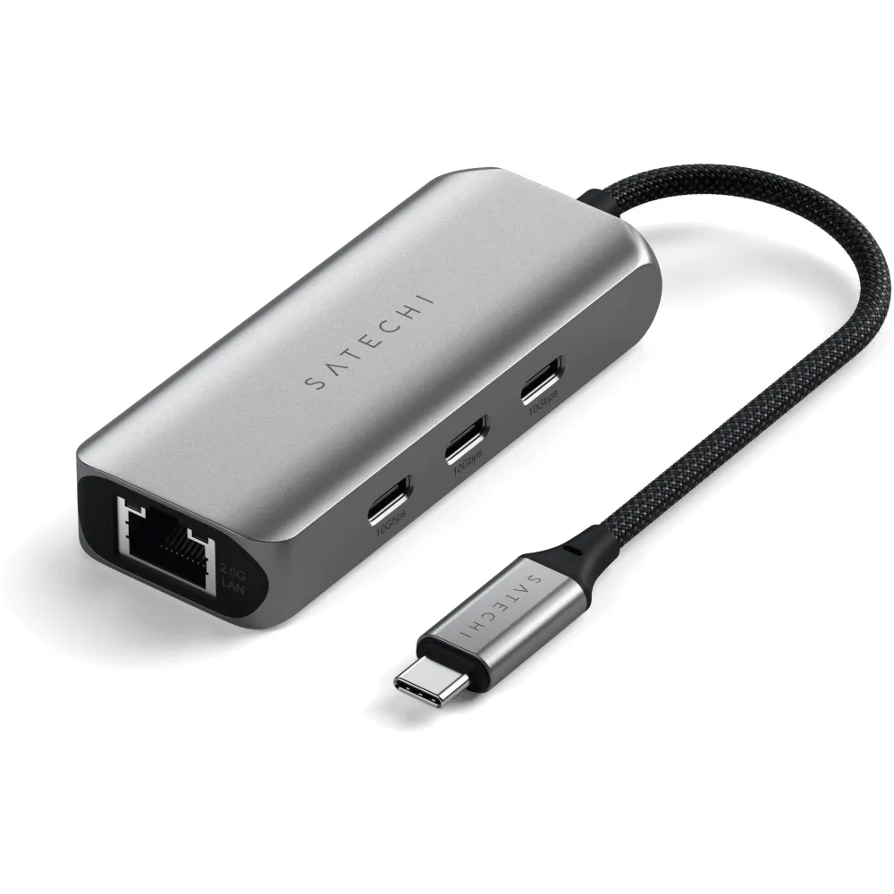 Replikator portów Satechi 4-In-1 USB-C Hub With 2.5 Gigabit Ethernet ST-H3C25EM - 3x USB-C, 1x LAN RJ-45, Szary