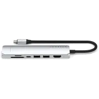 Replikator portów Satechi 7-in-1 USB-C Slim Multiport Adapter with Ethernet ST-P7SS - USB-C, 2x USB-A, HDMI, LAN, SD, Srebrny