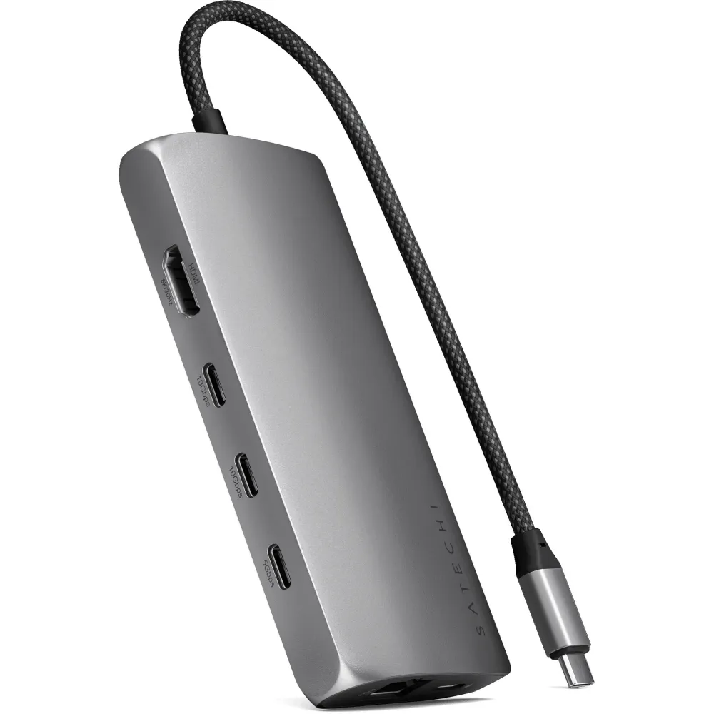 Replikator portów Satechi USB-C Multiport Adapter 8K With Ethernet V3 ST-P8KEM - 3x USB-C 3.2, 1x USB-A 3.1, 1x HDMI, 1x RJ-45