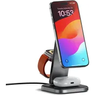 Uchwyt do telefonu Satechi 3-in-1 Foldable Qi2 Wireless Charging Stand ST-Q31FM-EA - Zasilacz 45W, Kabel USB-C, Szary