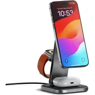Uchwyt do telefonu Satechi 3-in-1 Foldable Qi2 Wireless Charging Stand ST-Q31FM-EA - Zasilacz 45W, Kabel USB-C, Szary