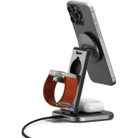Uchwyt do telefonu Satechi 3-in-1 Foldable Qi2 Wireless Charging Stand ST-Q31FM-EA - Zasilacz 45W, Kabel USB-C, Szary