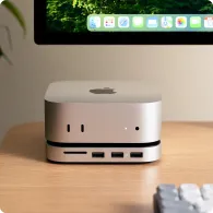 Replikator portów Satechi Mac Mini M4 Stand & Hub with SSD Enclosure ST-GNMMES - 2x USB-A 3.2, 1x USB-A 2.0, 1x SD, 1x M.2 SSD