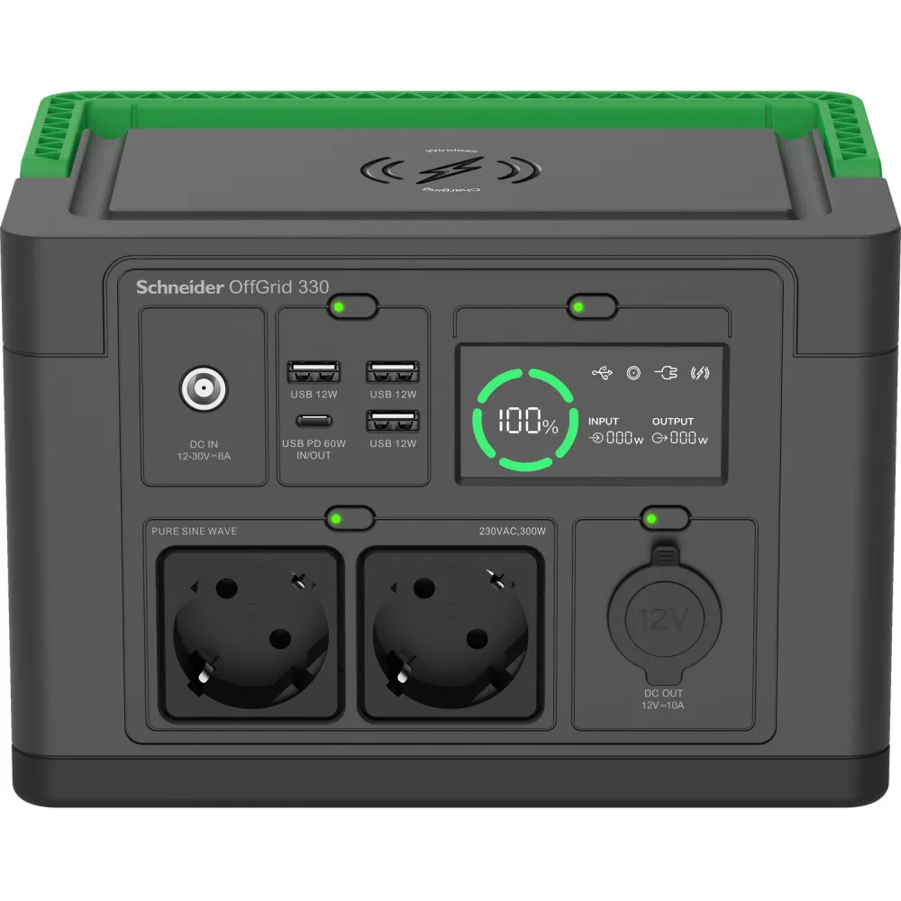 Stacja zasilania APC Schneider OffGrid Portable Power Station 330 PPS330-GR - 332Wh, Lithium-ion, 2 Schuko