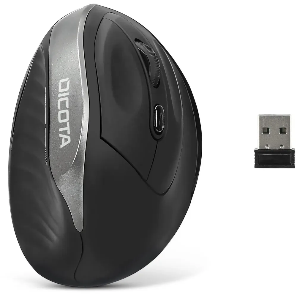 Ergonomiczna mysz bezprzewodowa Dicota Wireless Ergonomic Mouse RELAX D31981 - 2,4 GHz, 800|1200|1600 DPI, Czarna