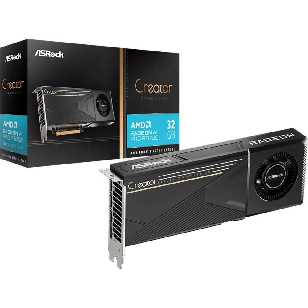 Karta graficzna ASRock AMD Radeon AI PRO R9700 Creator 32GB R9700 CT 32G - 32GB GDDR6, 4 x DisplayPort 2.1a