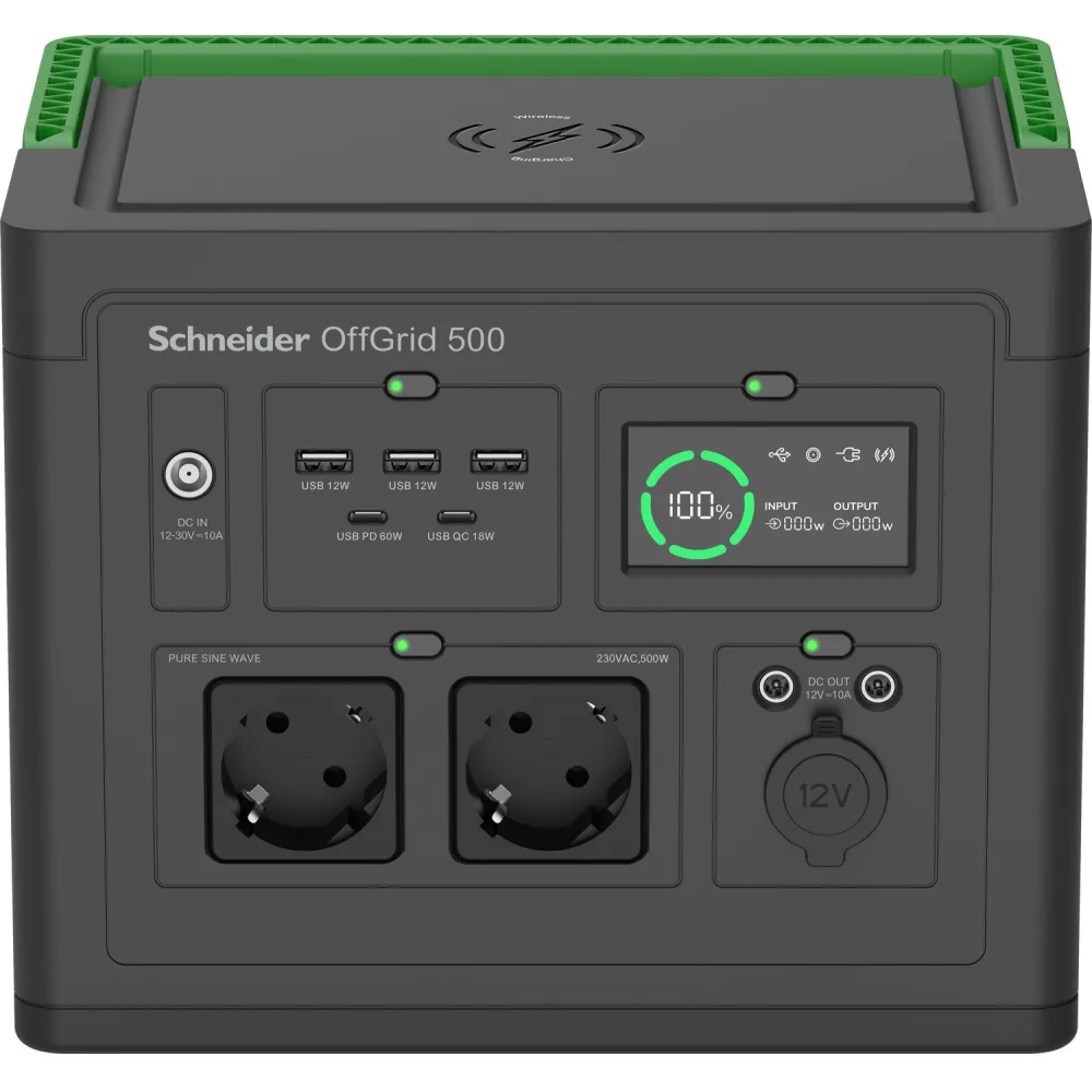 Stacja zasilania APC Schneider OffGrid Portable Power Station 500 PPS500-GR - 517Wh, Lithium-ion, 2 Schuko
