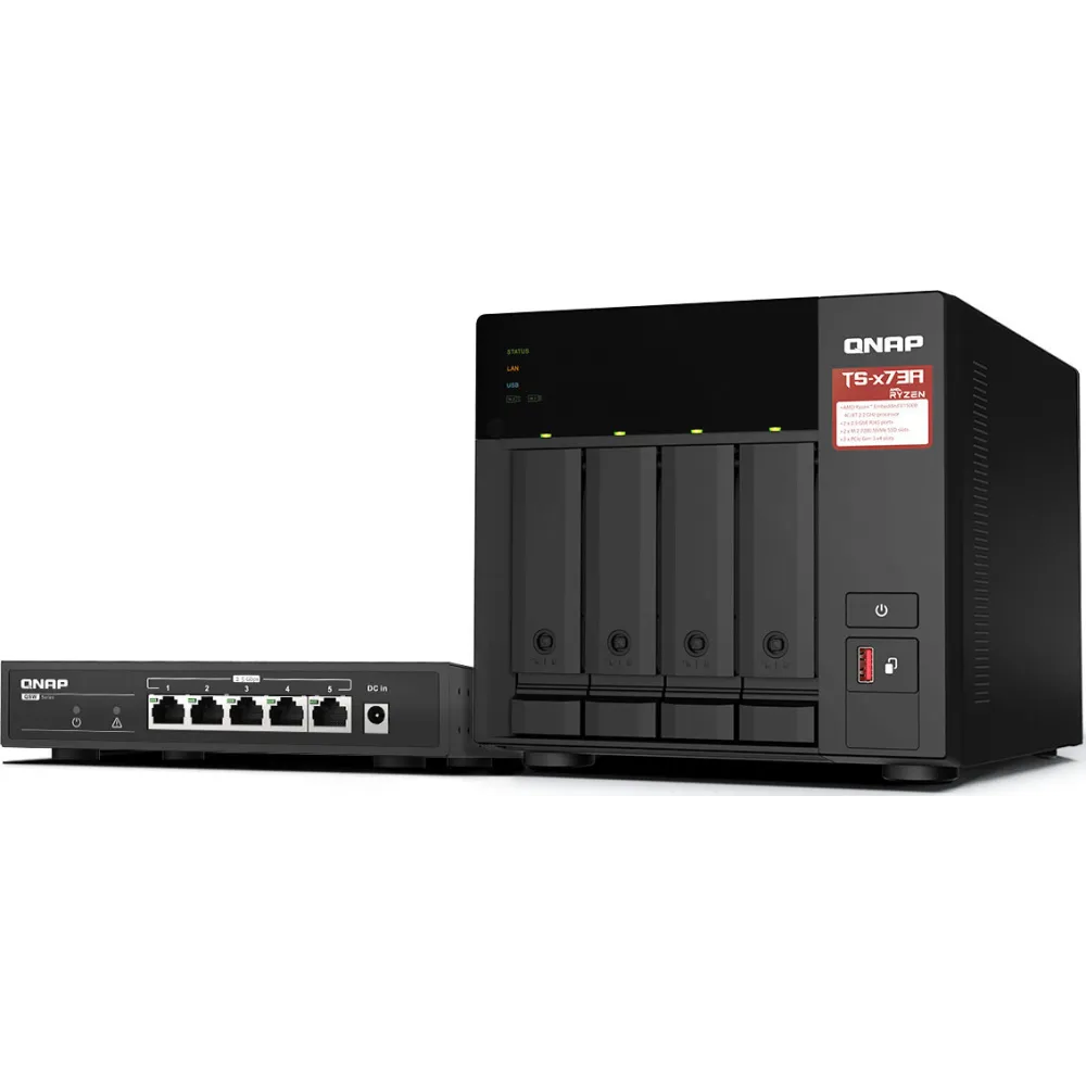 Zdjęcie produktu Serwer NAS QNAP Tower TS-473A-SW5T - Tower/4-rdzeniowy/8-wątkowy AMD Ryzen V1500B 2,2 GHz/8 GB RAM