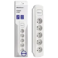 Listwa antyprzepięciowa zasilająca Qoltec 50276 - 5 gniazd, 1,8 m, Biała