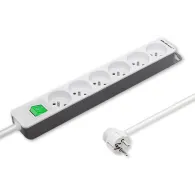 Listwa antyprzepięciowa zasilająca Qoltec 50292 5 gniazd, 1,8 m, Biało-szara