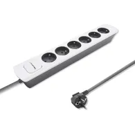 Listwa zasilająca Qoltec 50297 - 6 gniazd, 1,8 m, Biało-szara