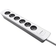 Listwa zasilająca Qoltec 50297 - 6 gniazd, 1,8 m, Biało-szara
