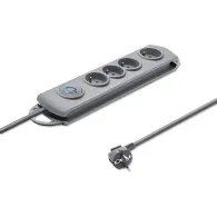 Listwa antyprzepięciowa zasilająca Qoltec 50163 - 4 gniazda, 1,5 m, Szara