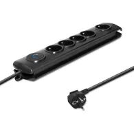 Listwa antyprzepięciowa zasilająca Qoltec 50269 - 5 gniazd, 1,8 m, Czarna