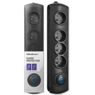 Listwa antyprzepięciowa zasilająca Qoltec 50105 - 4 gniazda, 2,5 m, Czarna