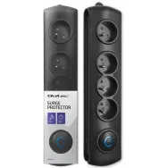 Listwa antyprzepięciowa zasilająca Qoltec 50105 - 4 gniazda, 2,5 m, Czarna