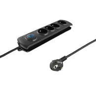 Listwa antyprzepięciowa zasilająca Qoltec 50105 - 4 gniazda, 2,5 m, Czarna