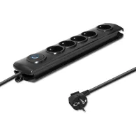 Listwa antyprzepięciowa zasilająca Qoltec 50271 - 5 gniazd, 3 m, Czarna