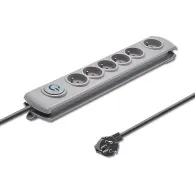 Listwa antyprzepięciowa zasilająca Qoltec 50165 - 6 gniazd, 1,8 m, Szara