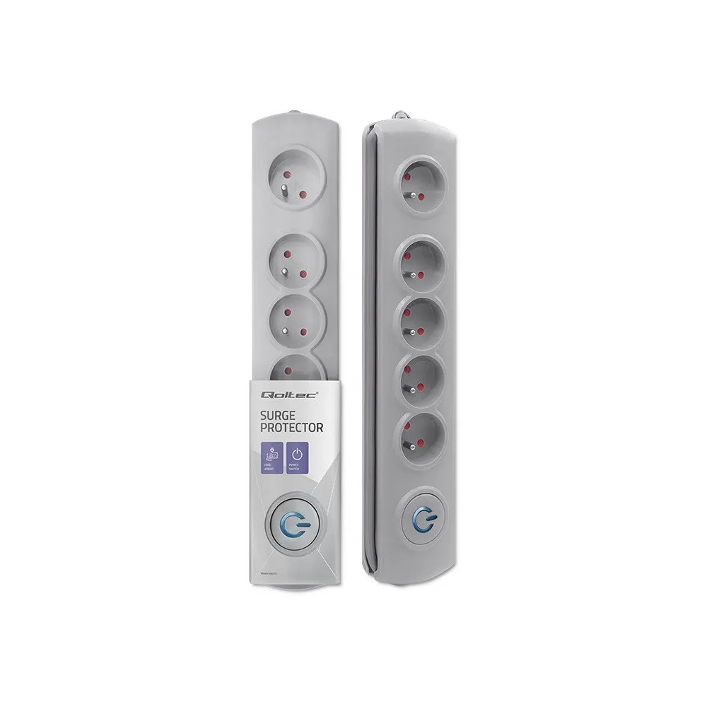 Listwa antyprzepięciowa zasilająca Qoltec 50270 - 5 gniazd, 1,8 m, Czarna