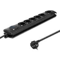 Listwa antyprzepięciowa zasilająca Qoltec 50112 - 6 gniazd, 3 m, Czarna