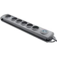 Listwa antyprzepięciowa zasilająca Qoltec 50166 - 6 gniazd, 3 m, Szara