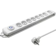 Listwa antyprzepięciowa zasilająca Qoltec 50293 - 8 gniazd, 1,5 m, Biała