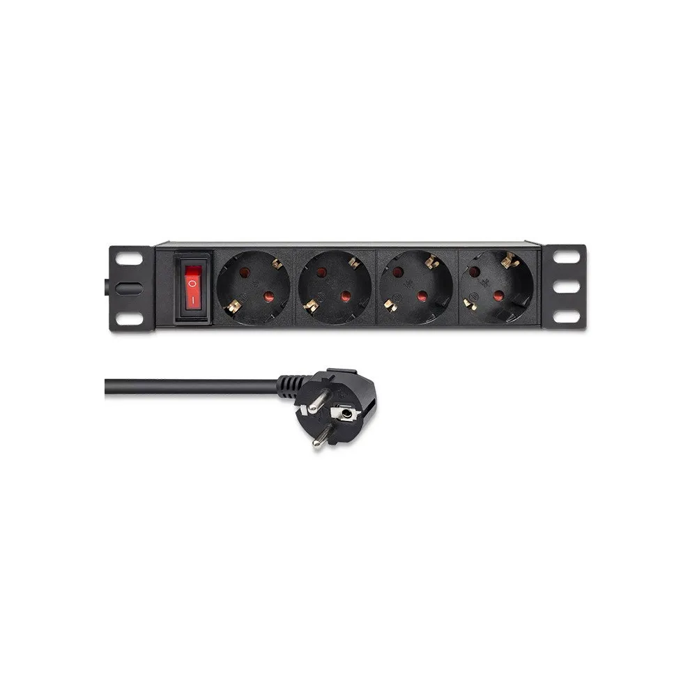 Listwa zasilająca Rack 10" PDU Qoltec 54603 - 1U, 16A, 4xSCHUKO, 1,8m