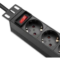 Listwa zasilająca Rack 10" PDU Qoltec 54603 - 1U, 16A, 4xSCHUKO, 1,8m