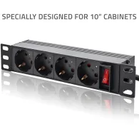 Listwa zasilająca Rack 10" PDU Qoltec 54603 - 1U, 16A, 4xSCHUKO, 1,8m