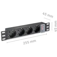 Listwa zasilająca Rack 10" PDU Qoltec 54603 - 1U, 16A, 4xSCHUKO, 1,8m