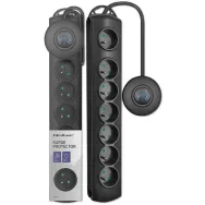 Listwa antyprzepięciowa zasilająca Qoltec 50171 - 7 gniazd, 1,5 m, Czarna