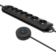 Listwa antyprzepięciowa zasilająca Qoltec 50171 - 7 gniazd, 1,5 m, Czarna