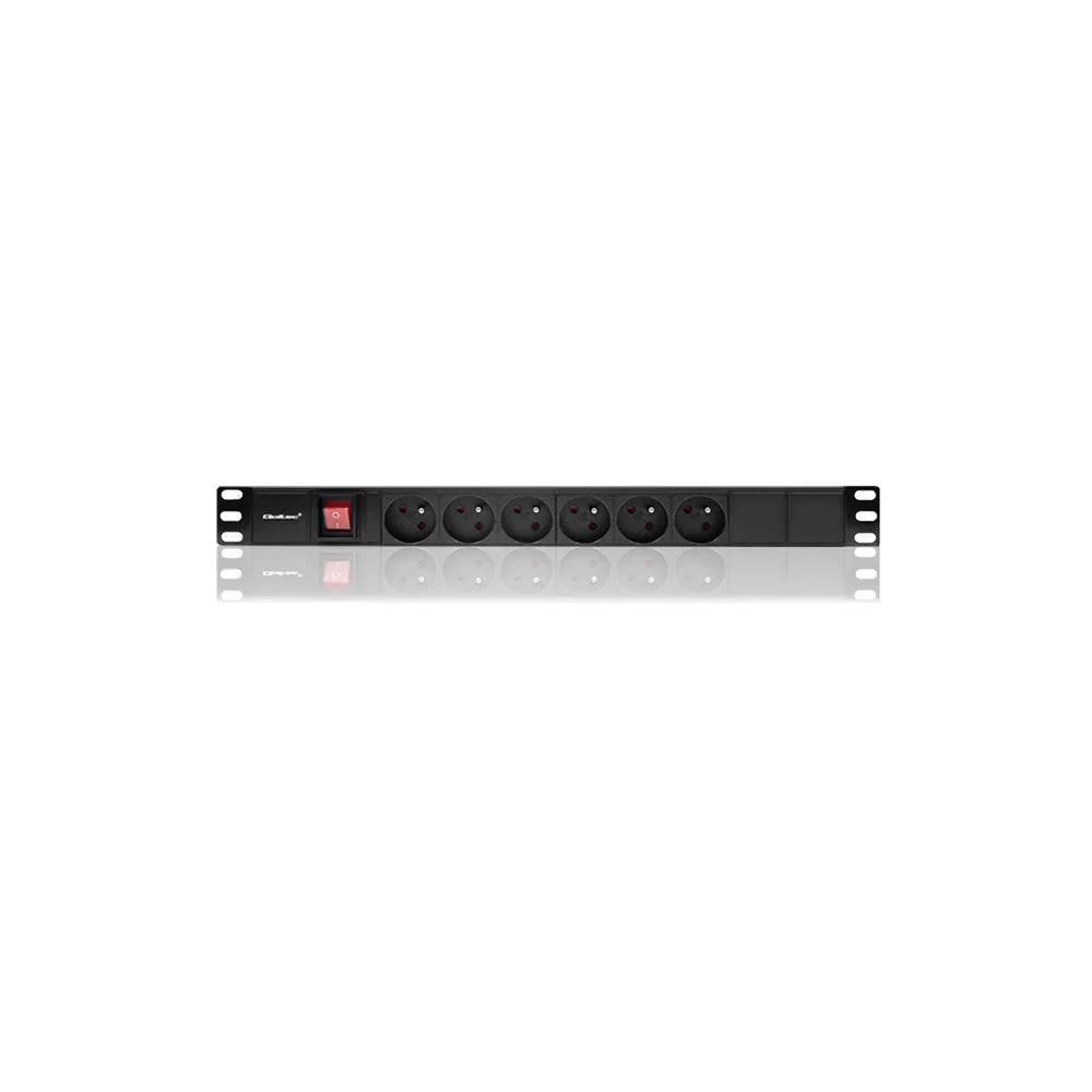 Listwa zasilająca Rack 19" PDU Qoltec 54470 - 1U, 16A, 6xFRENCH, 2m