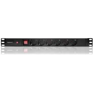 Listwa zasilająca antyprzeciążeniowa Rack 19" PDU Qoltec 53995 - 1U, 16A, 6xFRENCH, 2m