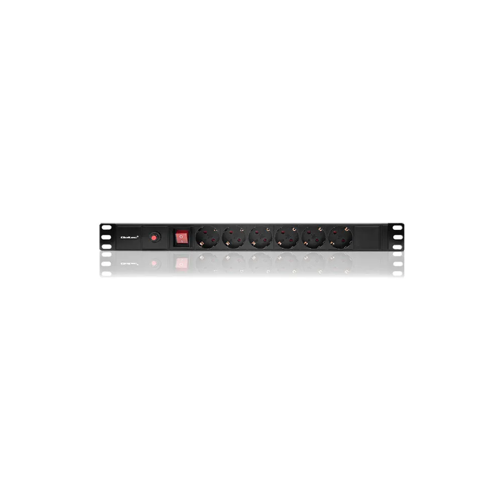 Listwa zasilająca antyprzeciążeniowa Rack 19" PDU Qoltec 53995 - 1U, 16A, 6xFRENCH, 2m