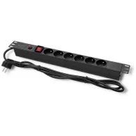 Listwa zasilająca antyprzeciążeniowa Rack 19" PDU Qoltec 53995 - 1U, 16A, 6xFRENCH, 2m