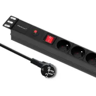 Listwa zasilająca antyprzeciążeniowa Rack 19" PDU Qoltec 53995 - 1U, 16A, 6xFRENCH, 2m