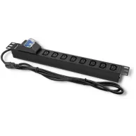 Listwa zasilająca antyprzeciążeniowa Rack 19" PDU Qoltec 53999 - 1U, 10A, 8xIEC C13, 2m