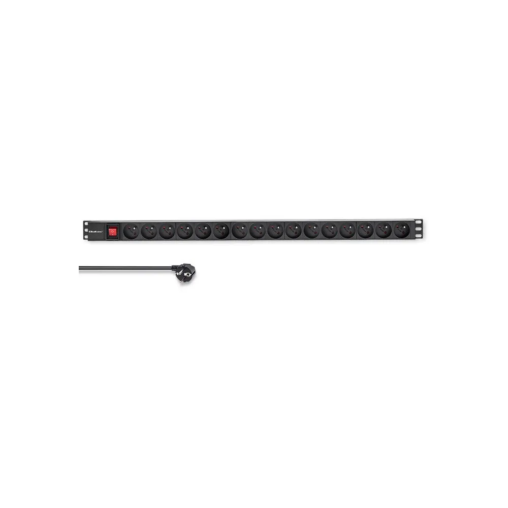 Listwa zasilająca Rack 19" PDU Qoltec 54604 - 1U, 16A, 16xFRENCH, 1,8m