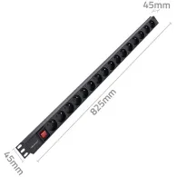 Listwa zasilająca Rack 19" PDU Qoltec 54604 - 1U, 16A, 16xFRENCH, 1,8m