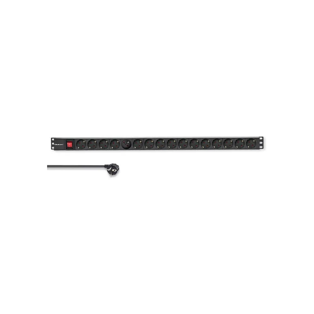 Listwa zasilająca Rack 19" PDU Qoltec 54605 - 1U, 16A, 6xSCHUKO, 1,8m